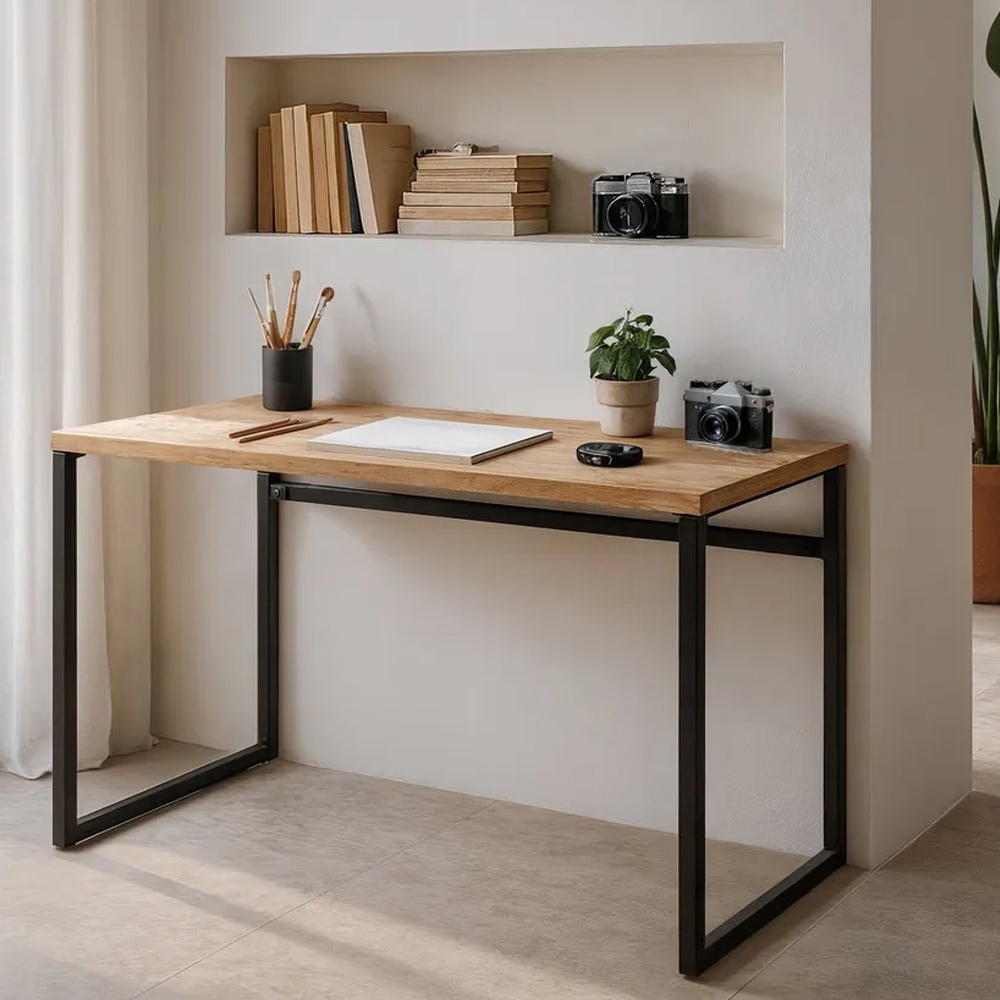 Escritorio Industrial de Madera Natural 60 x 120 x 76 cm 