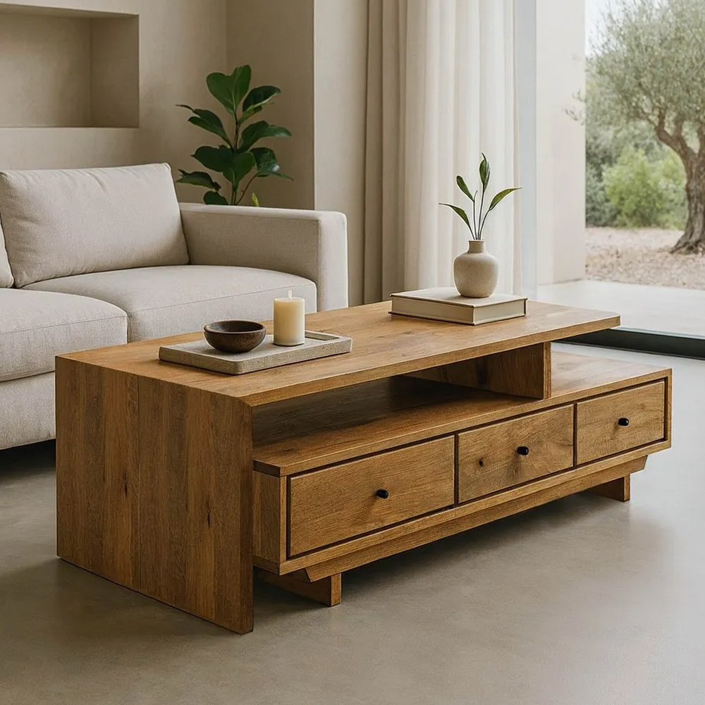Mesa de Centro de Madera de Mango Natural 60 x 150 x 45 cm   