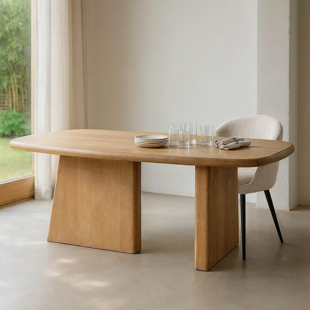 Mesa Comedor de Madera de Mango Natural 90 x 180 x 76 cm 