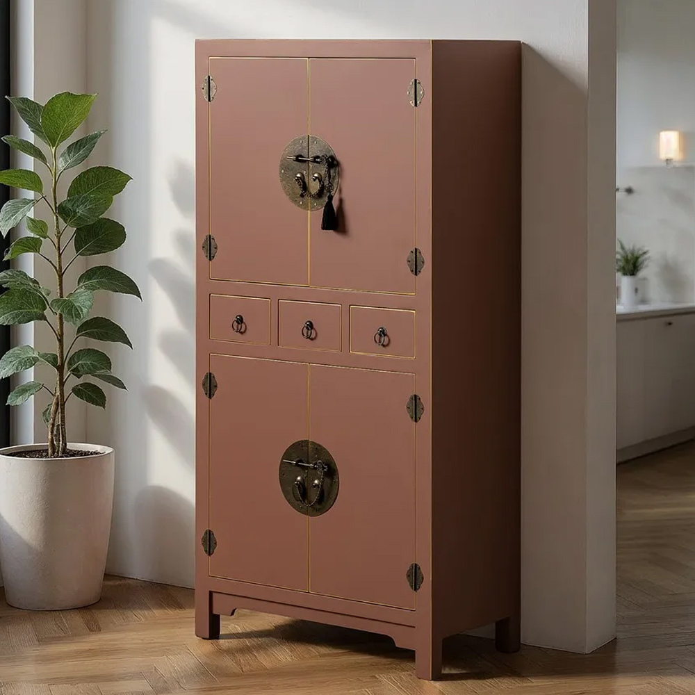 Mueble Auxiliar Oriental de DM Moka 3 Cajones 33 x 63 x 131 cm 