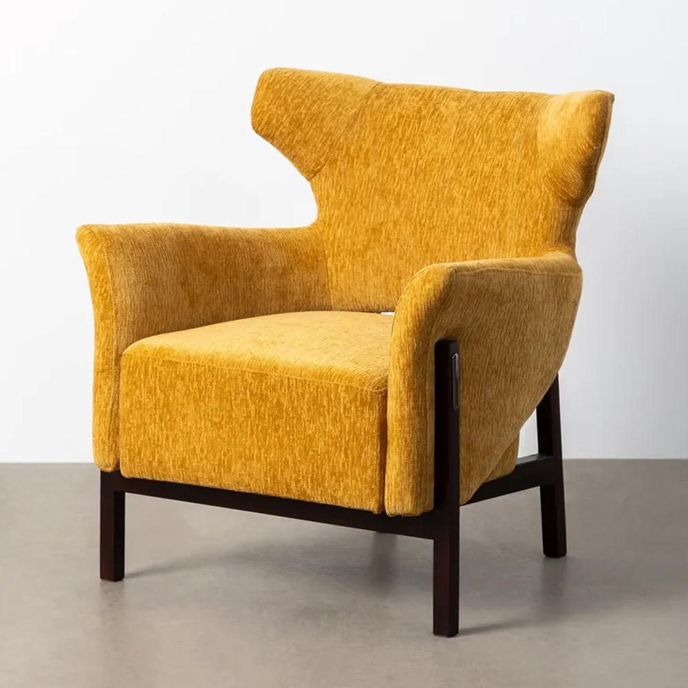 Sillón Tejido de Poliéster y Patas de Madera 72 x 73 x 77 cm 