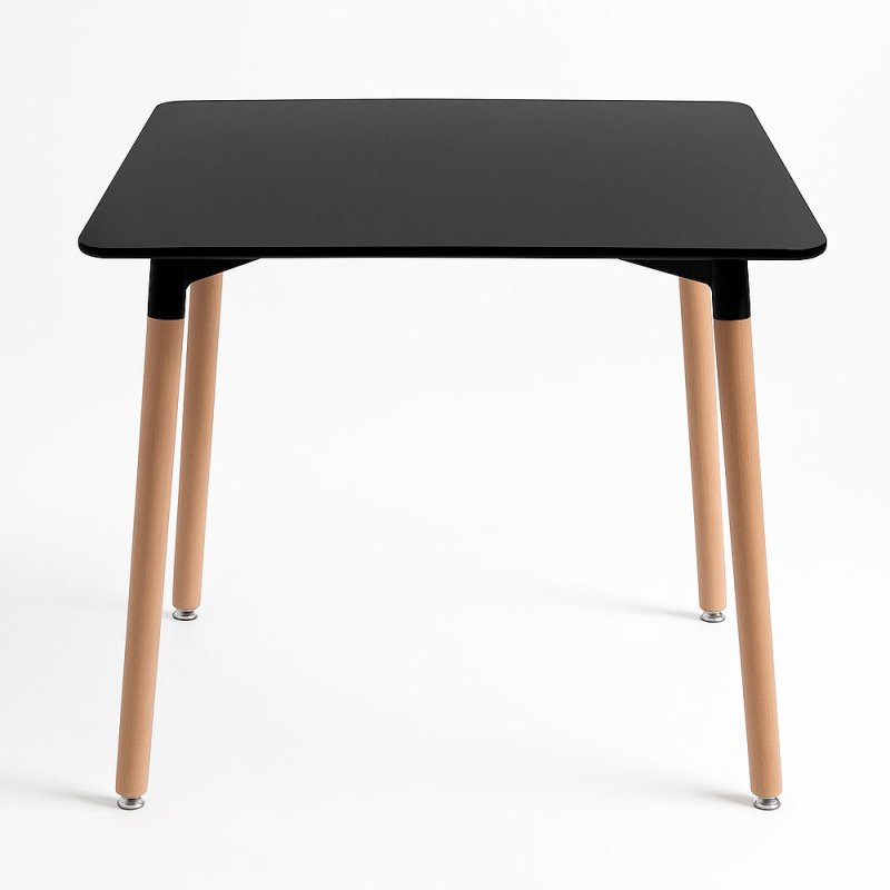 Mesa Nera Cuadrada en Madera Lacada 80 x 80 x 75 cm