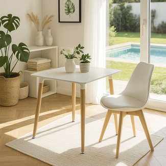 Mesa Nera Cuadrada en Madera Lacada 80 x 80 x 75 cm