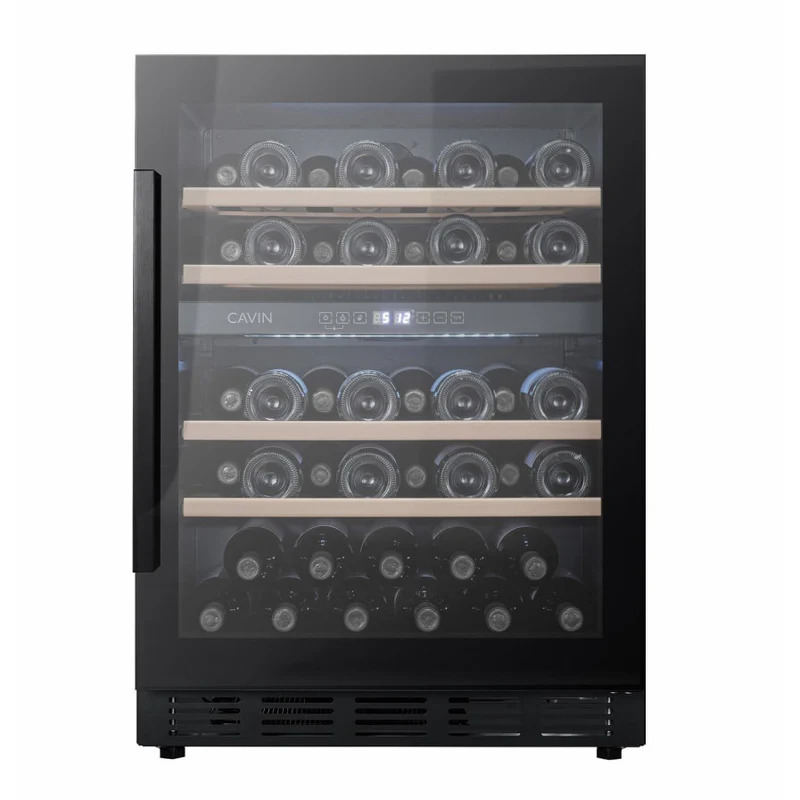 Vinoteca negra encastrable 46 botellas Arctic Collection 60D doble zona Full Glass Black