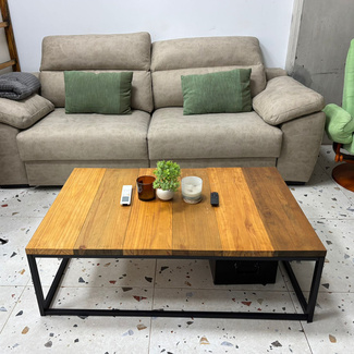 Mesa de Centro Preston Industrial ECO Negra 80x120x38 Madera Tricolor Box Furniture