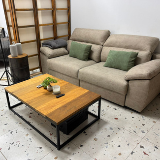 Mesa de Centro Preston Industrial ECO Negra 80x80x38 Madera Tricolor Box Furniture