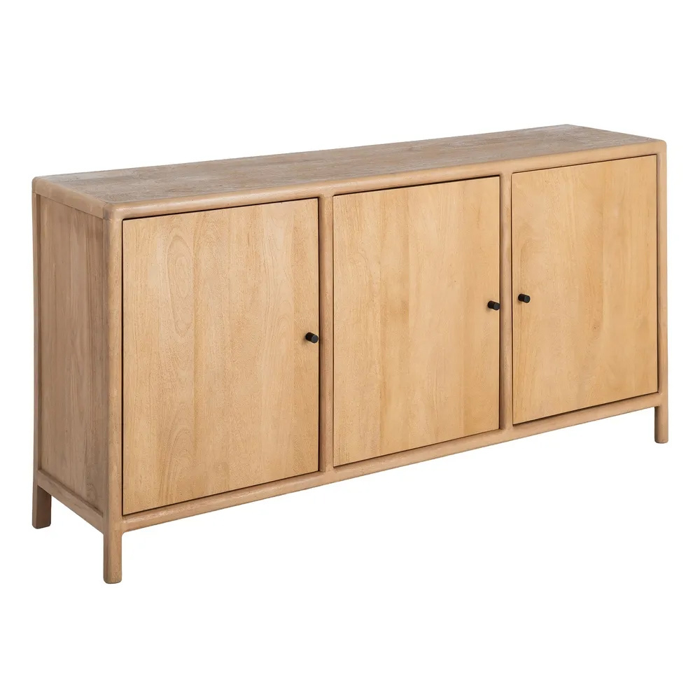 Aparador de Madera Natural de Mango 3 Puertas 40 x 160 x 80 cm  