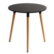 Mesa Nera Redonda de Madera de Haya 