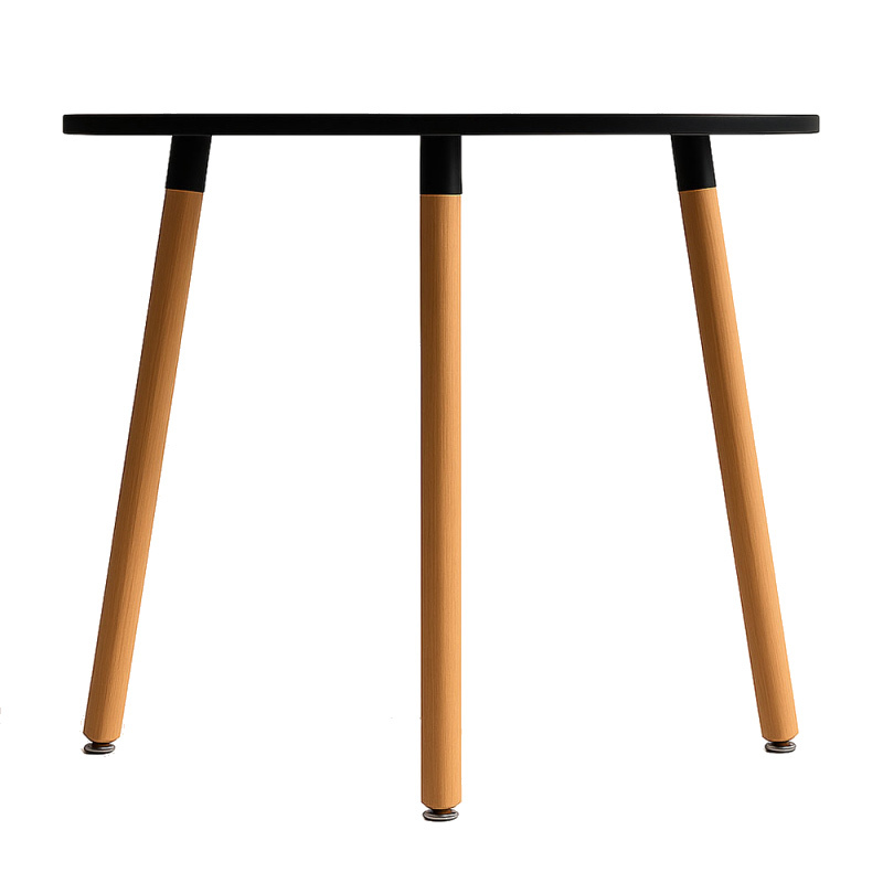Mesa Nera Redonda de Madera de Haya 