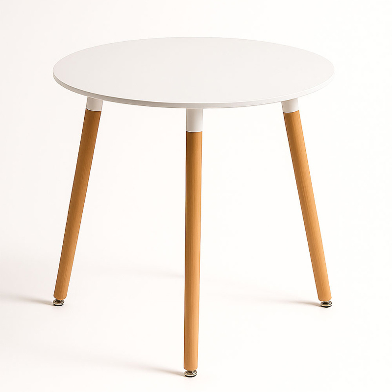 Mesa Nera Redonda de Madera de Haya 