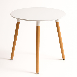 Mesa Nera Redonda de Madera de Haya 
