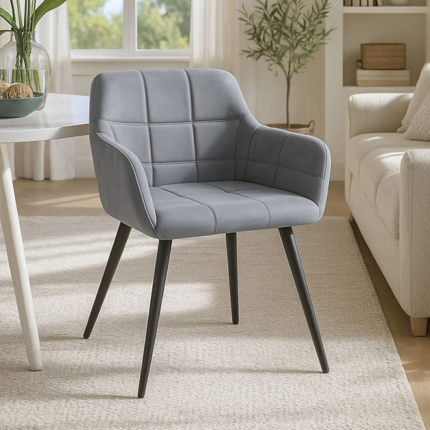 Silla Viroma de Terciopelo y Acero 52 x 50 x 78 cm
