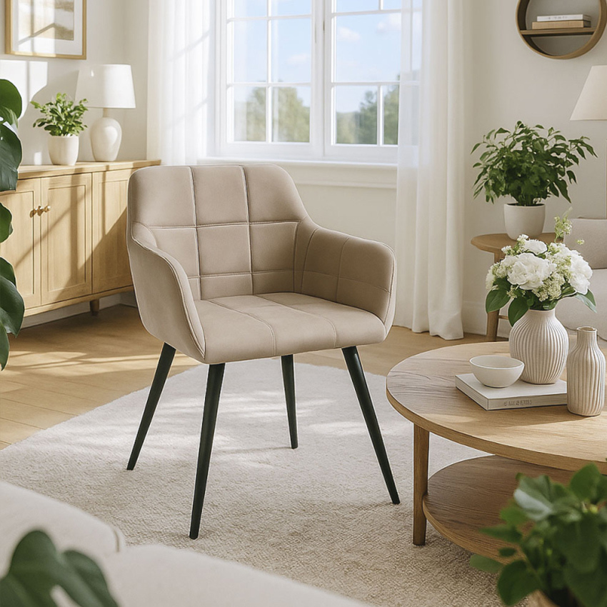 Silla Viroma de Terciopelo y Acero 52 x 50 x 78 cm