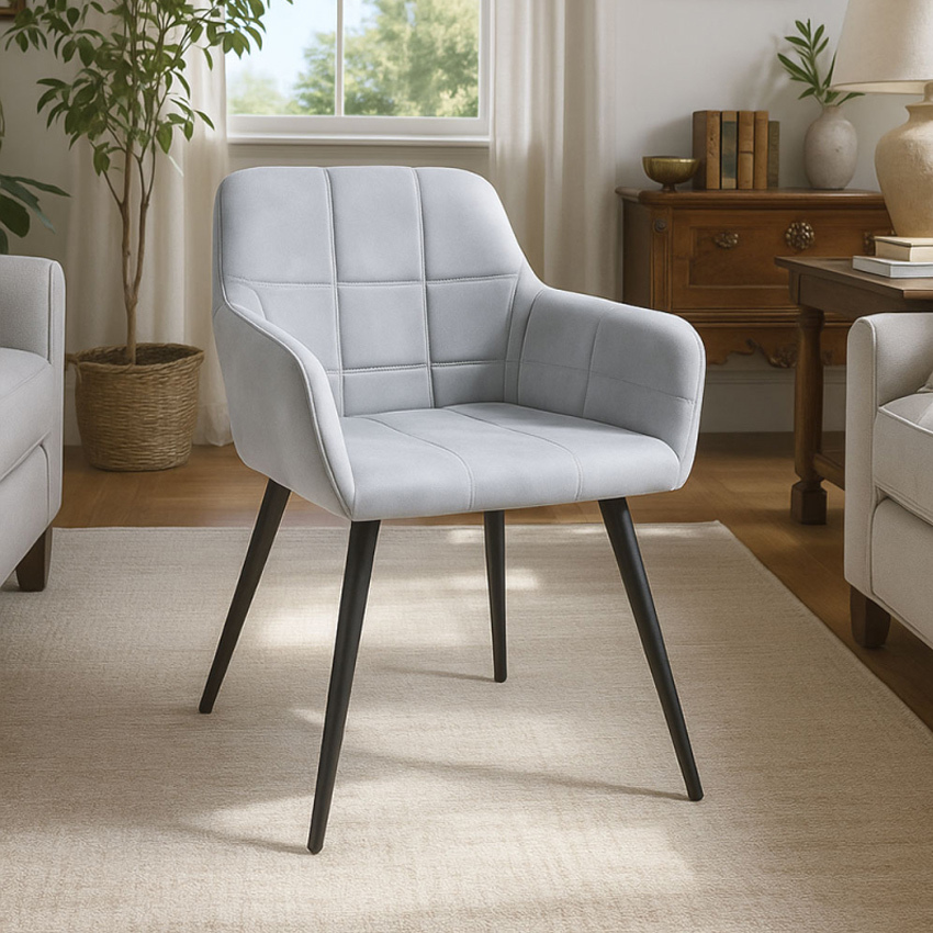 Silla Viroma de Terciopelo y Acero 52 x 50 x 78 cm