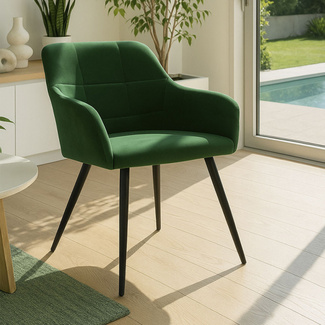 Silla Viroma de Terciopelo y Acero 52 x 50 x 78 cm