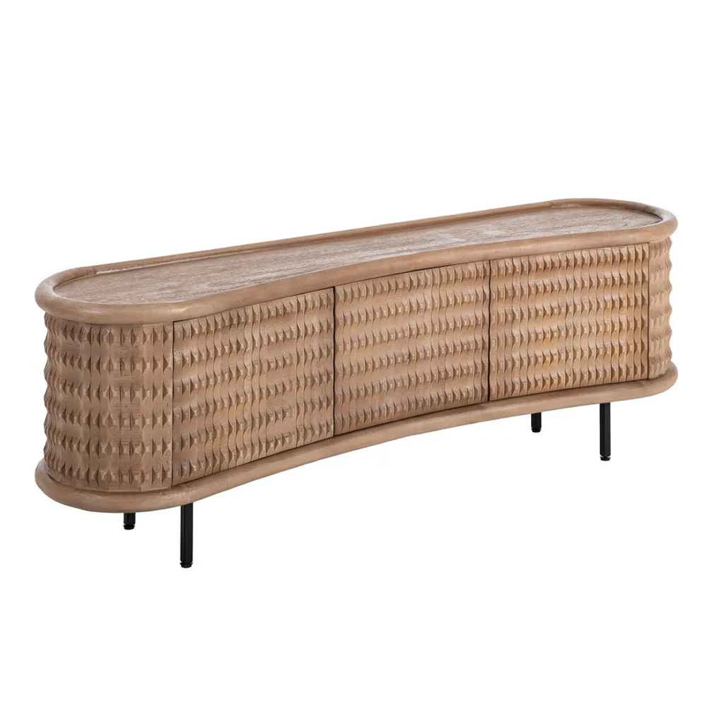 Mueble de Televisión de Madera de Mango 3 Puertas 40 x 168 x 58 cm 