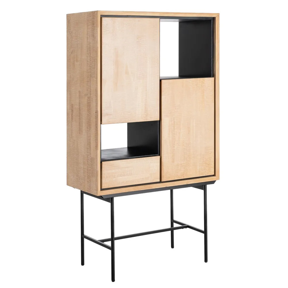 Armario de Madera Natural Negro 2 Puertas 40 x 84,5 x 153 cm 