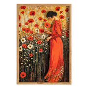 Cuadro Mujer y Flores Impresión sobre MDF y Cristal 3,5 x 43 x 63 cm 