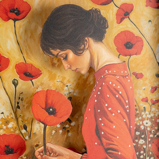 Cuadro Mujer y Flores Impresión sobre MDF y Cristal 3,5 x 43 x 63 cm 