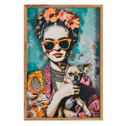 Cuadro Mujer con Perro Impresión sobre MDF y Cristal 3,5 x 43 x 63 cm