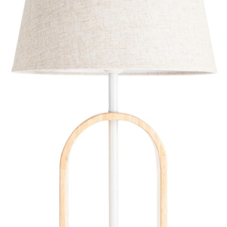 Lámpara de Suelo de Hierro Blanco y Madera 40 x 40 x 138 cm