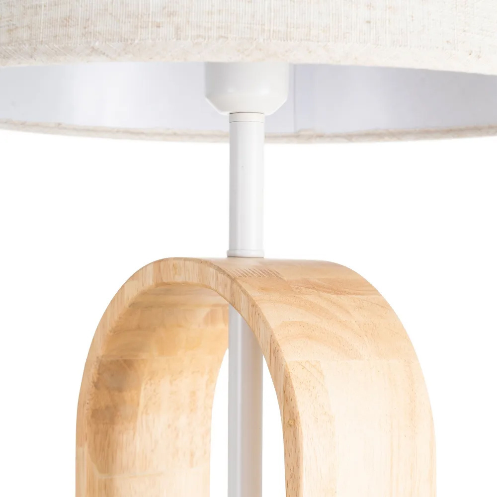 Lámpara de Suelo de Hierro Blanco y Madera 40 x 40 x 138 cm