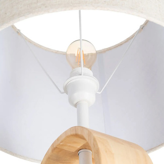 Lámpara de Suelo de Hierro Blanco y Madera 40 x 40 x 138 cm