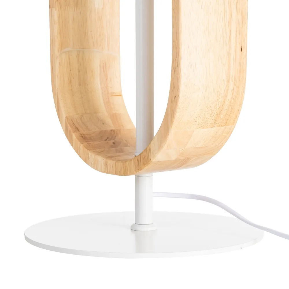 Lámpara de Suelo de Hierro Blanco y Madera 40 x 40 x 138 cm