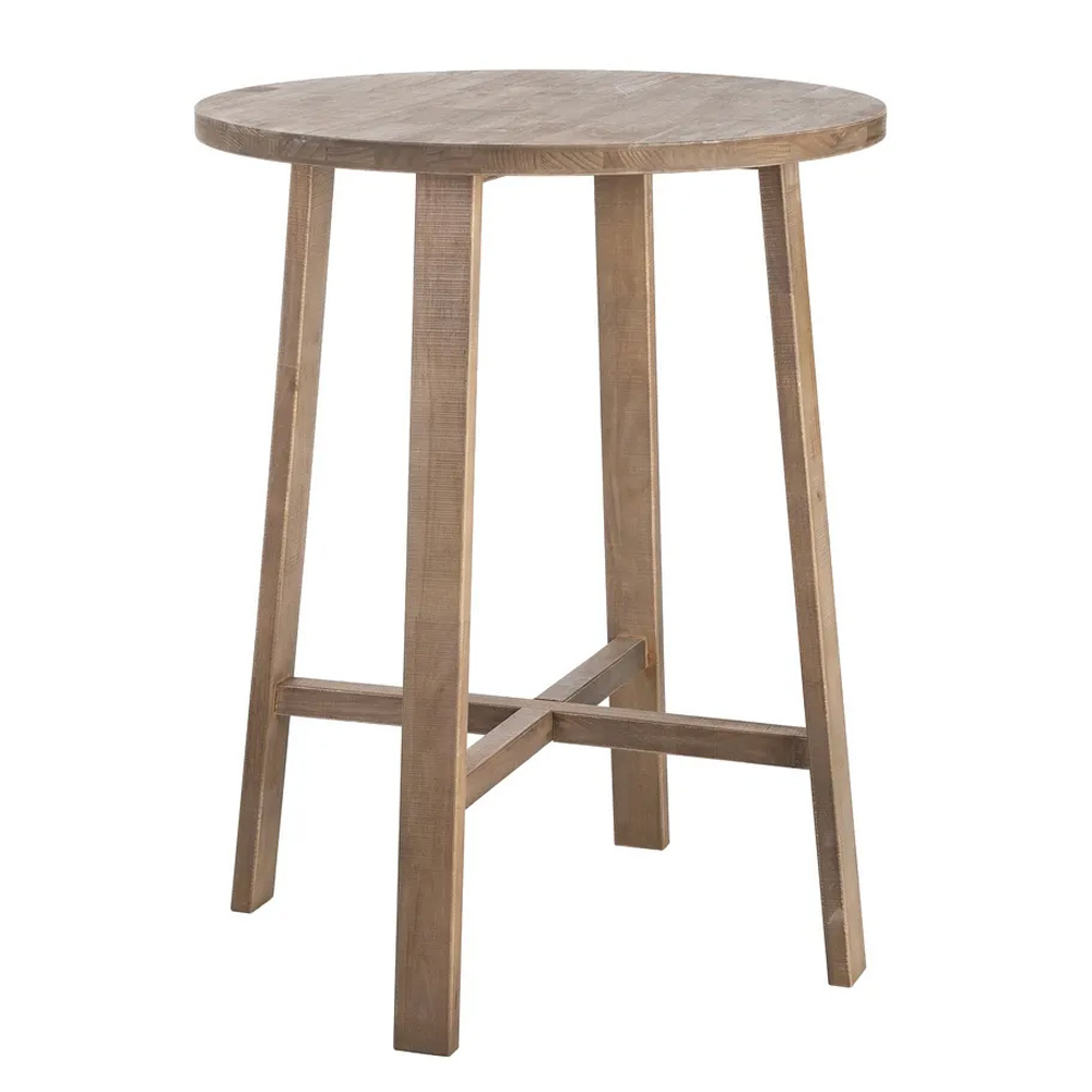 Mesa Alta de Madera de Caucho Natural 79,5 x 79,5 x 102 cm