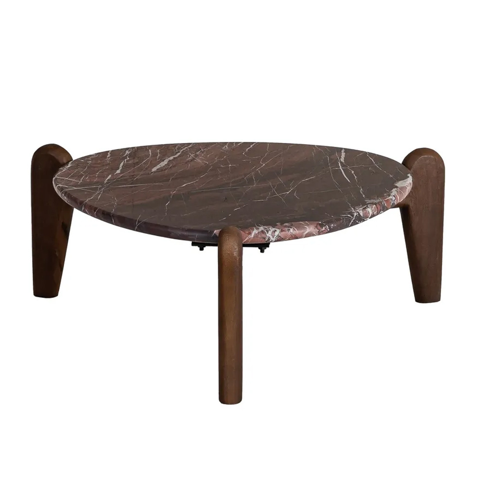 Mesa de Centro de Madera y Mármol 74 x 70 x 29 cm