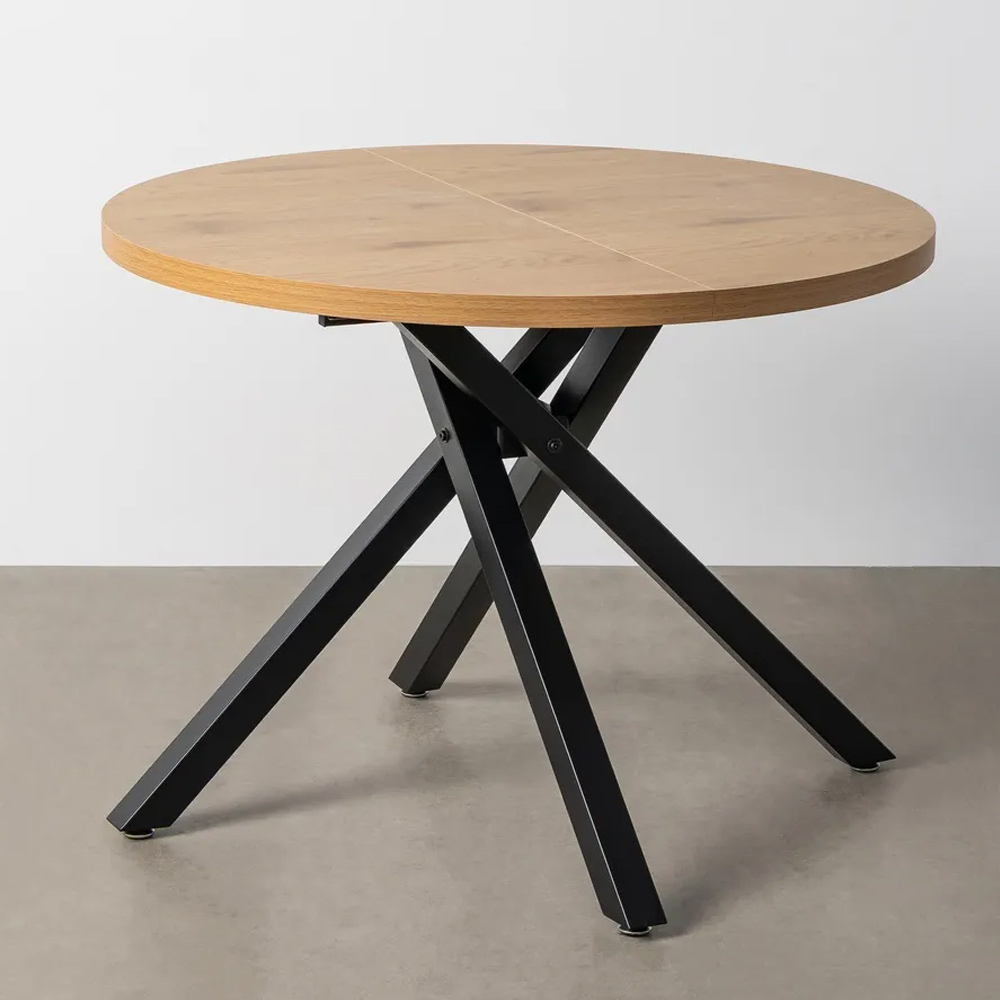 Mesa Comedor Extensible Natural Negro 100 x 100 x 76 cm  