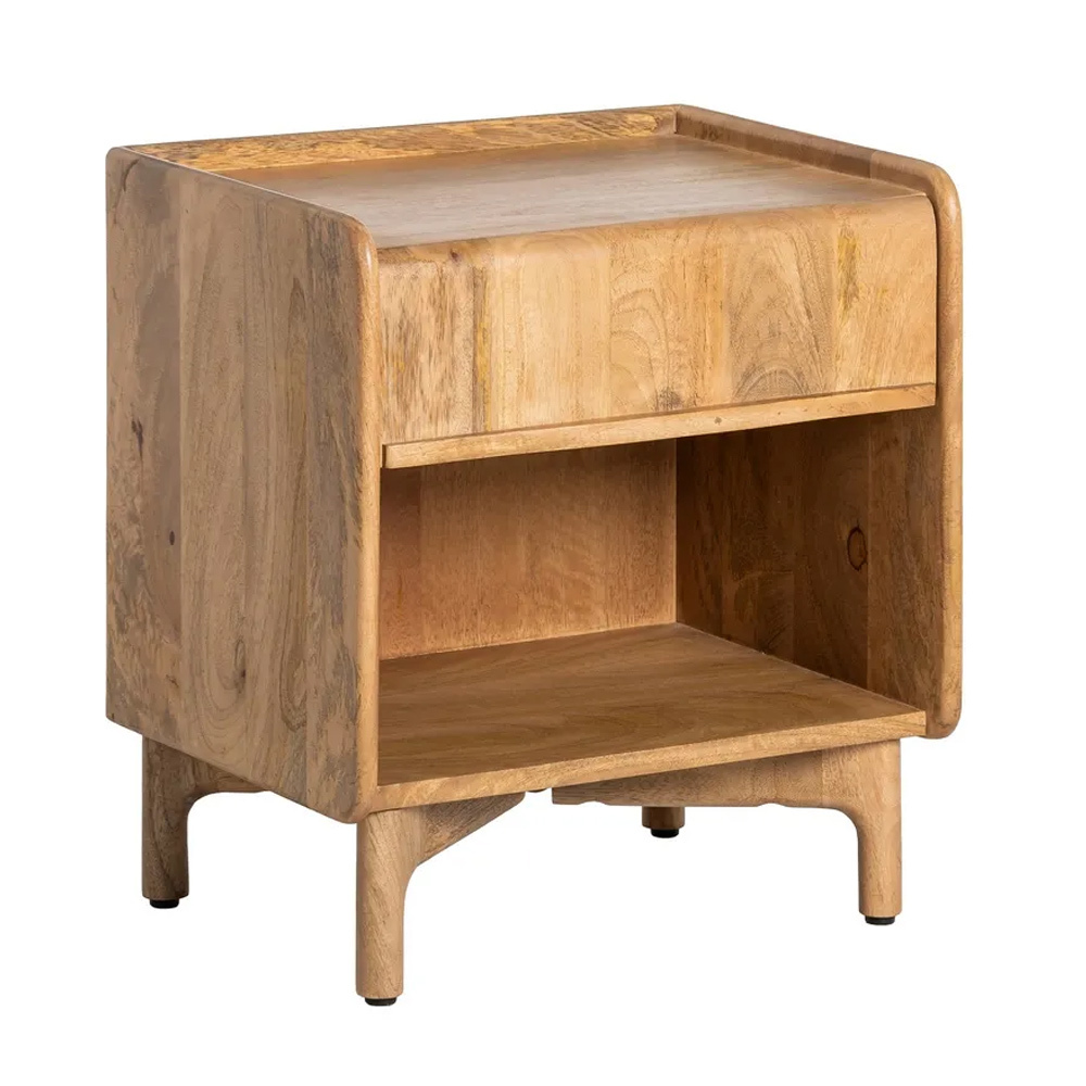 Mesita de Noche de Madera Natural 1 Cajón 35 x 45 x 50 cm 
