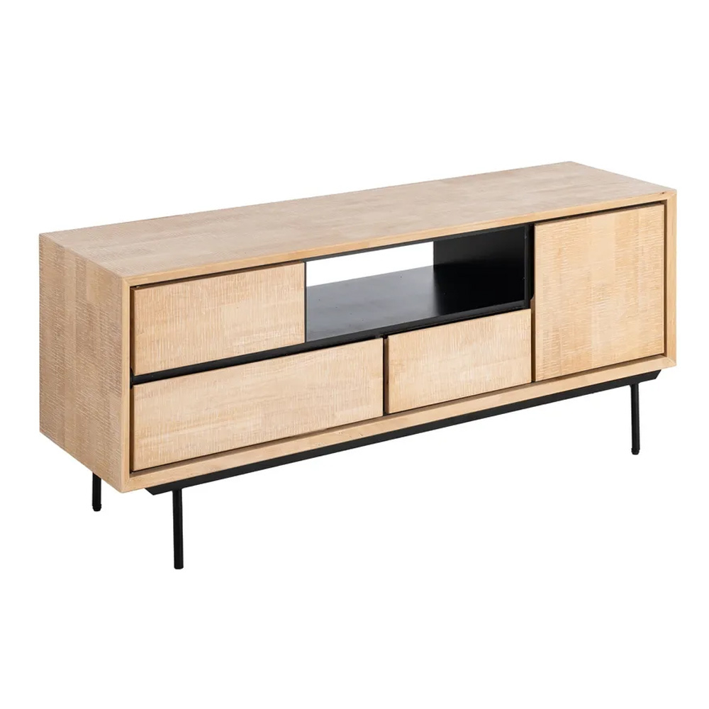 Mueble de Televisión de Madera Natural 3 Cajones 40 x 148 x 62 cm 
