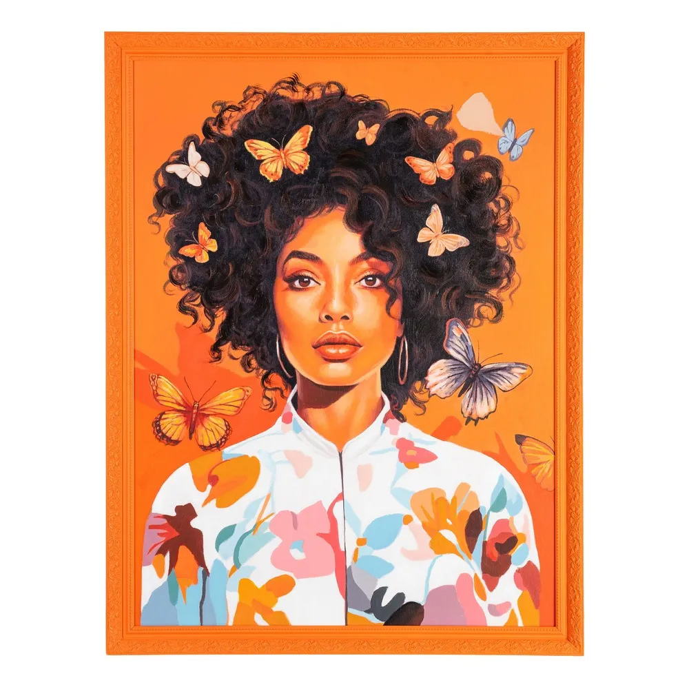 Pintura Mujer Naranja en Lienzo con Marco 3,5 x 100 x 130 cm   