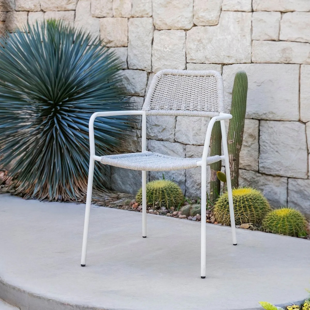 Silla Exterior Apilable Milos Blanco 55 x 55 x 83,5 cm