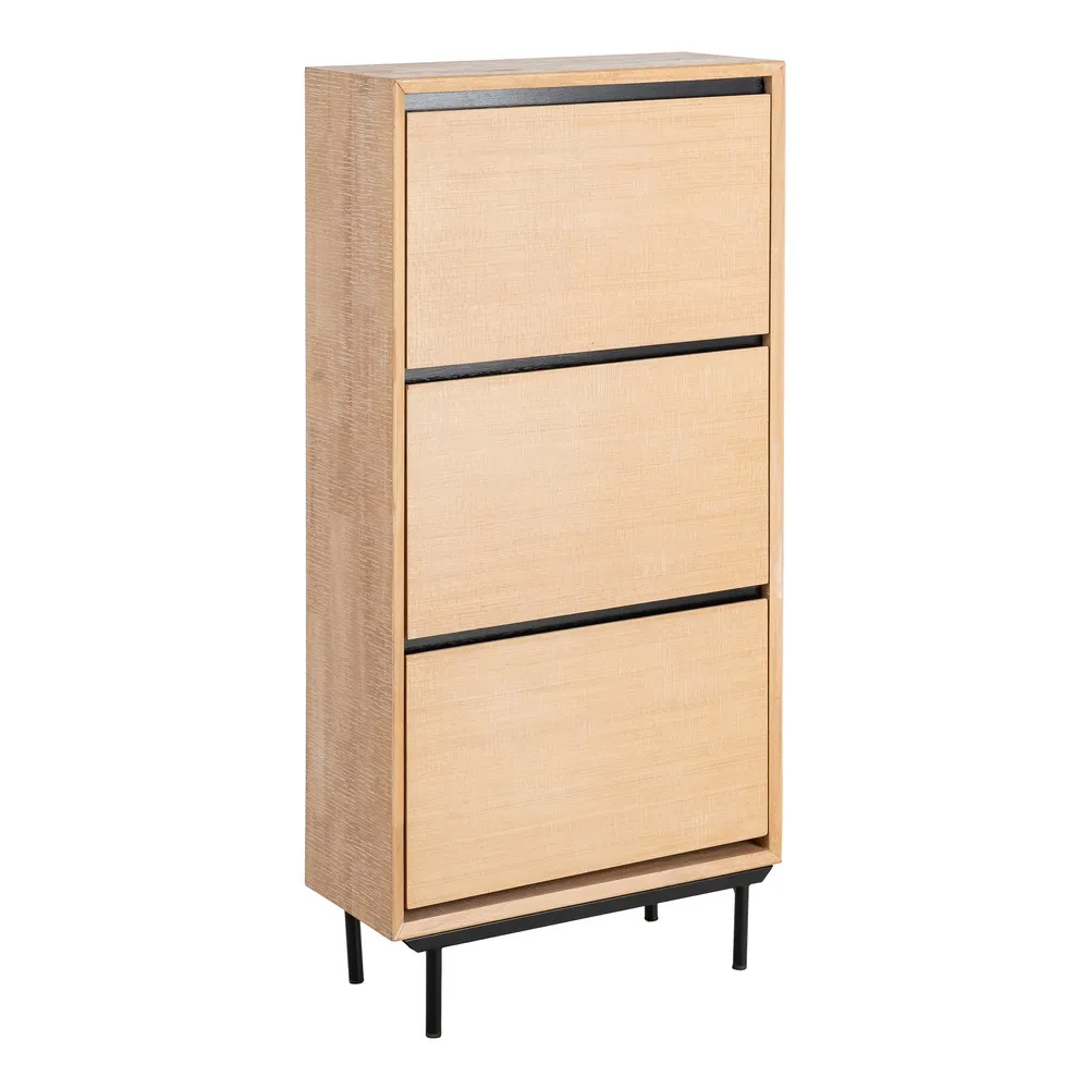 Zapatero de Madera de Caucho Natural 3 Cajones 25 x 60 x 123 cm 