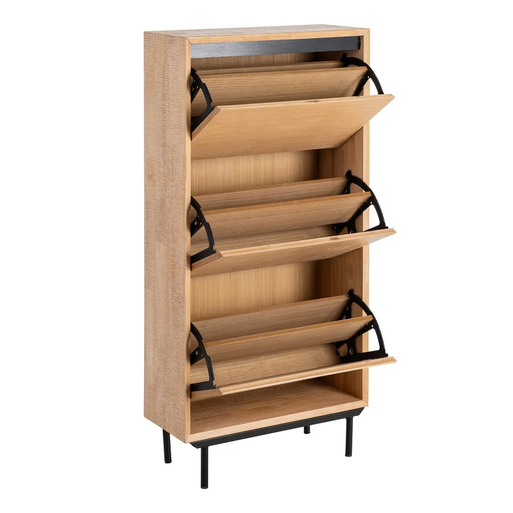 Zapatero de Madera Natural 3 Cajones 25 x 60 x 123 cm 