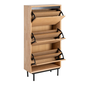 Zapatero de Madera Natural 3 Cajones 25 x 60 x 123 cm 
