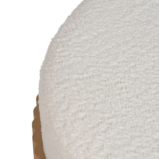 Puf Banco de Madera DM Natural y Tejido Blanco 43 x 43 x 41 cm 