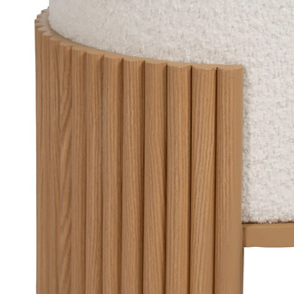 Puf Banco de Madera DM Natural y Tejido Blanco 43 x 43 x 41 cm 