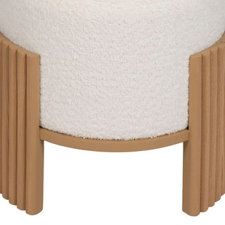 Puf Banco de Madera DM Natural y Tejido Blanco 43 x 43 x 41 cm 