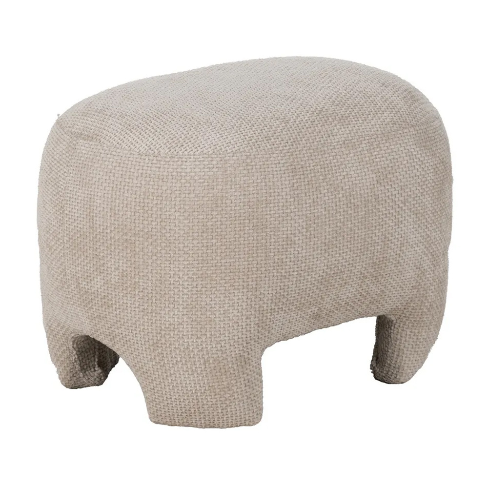 Puf de Madera y Tejido de Poliéster Beige 41 x 53 x 38 cm 