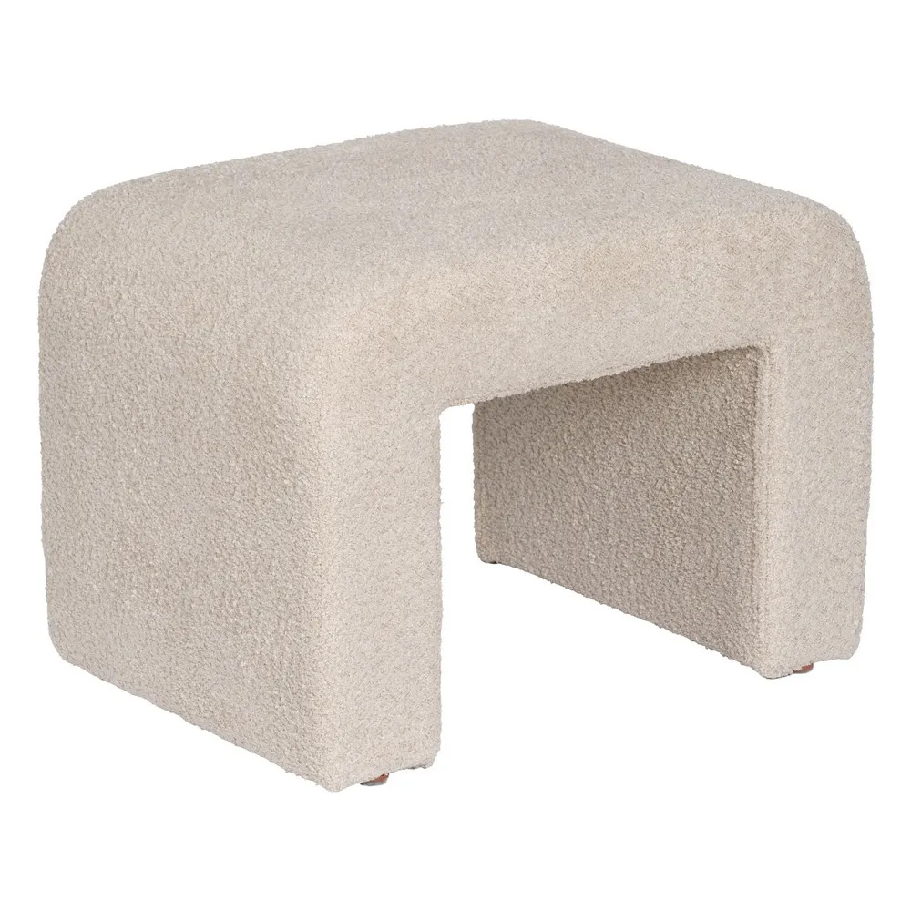 Banqueta de Madera y Tejido Beige 48 x 67 x 47 cm 