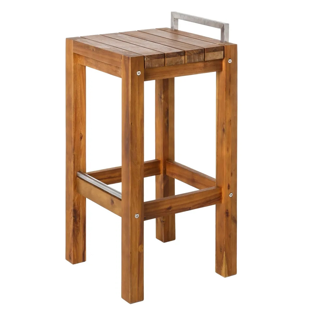 Taburete Alto de Madera de Acacia 40 x 40 x 80 cm 