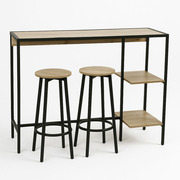Set Bar Mesa Alta y 2 Taburetes Kunlo