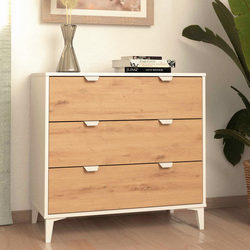 Cómoda de Melamina 3 Cajones 48 x 80,2 x 77,2 cm 