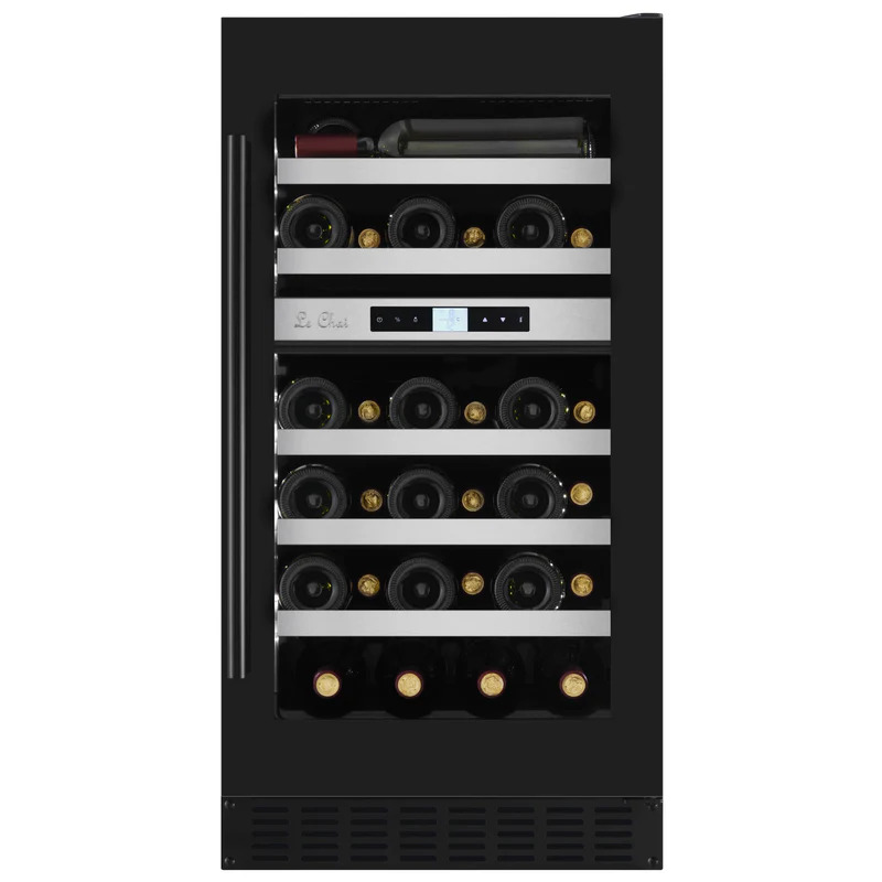 Vinoteca negra encastrable bajo encimera gama alta 2 zonas 33 botellas Le Chai LBN330 