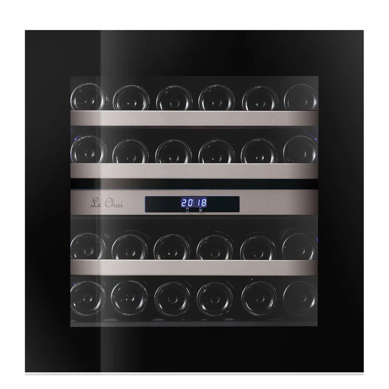 Vinoteca negra encastrable columna gama alta 24 botellas 2 zonas apertura push-pull Le Chai LBN240POV 
