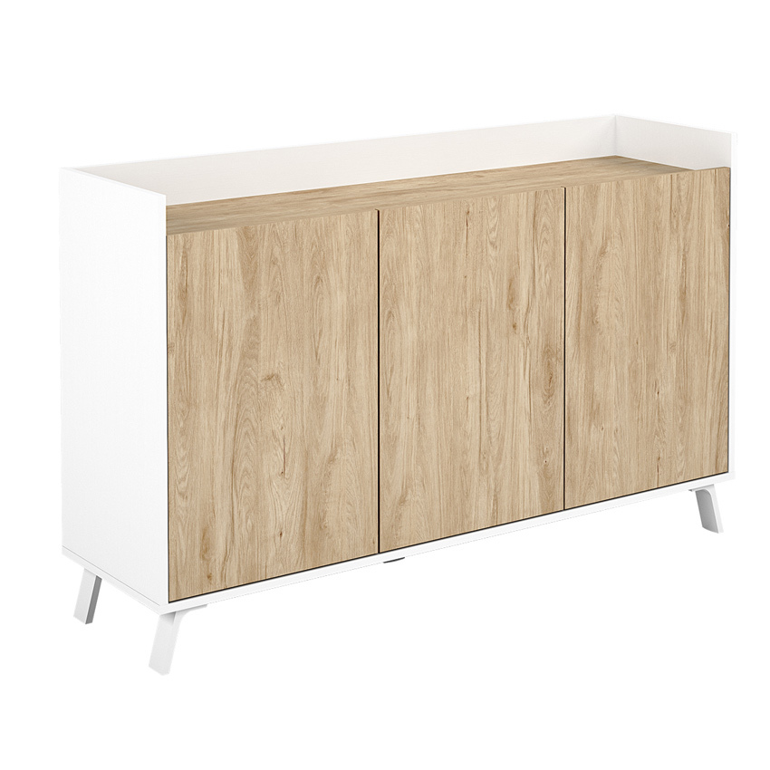 Aparador 3 Puertas Blanco Poro y Roble Alma 40 x 140 x 87,1 cm   