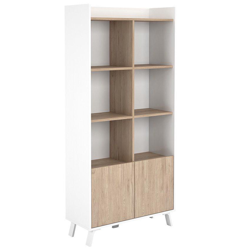 Estantería 2 Puertas Blanco Poro y Roble Alma 33,5 x 80 x 171,6 cm 